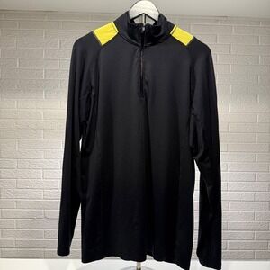 Body Glove Active Black Pullover Long Sleeve Top, Yellow Accents, Athletic